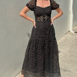 Fruit of the Loom Black Lace Maxi Dress